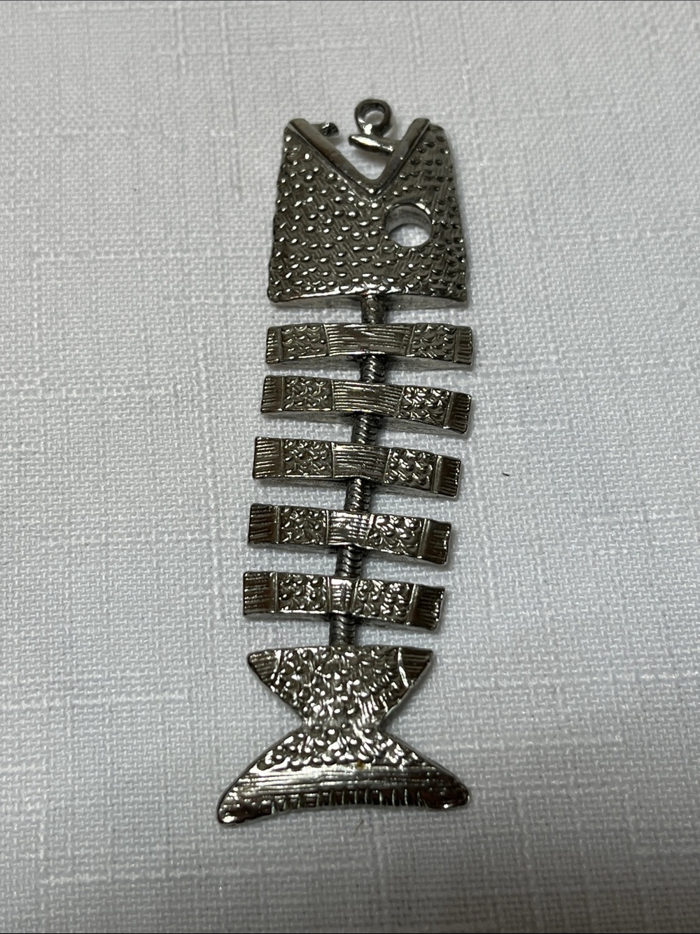 Vintage Silver Fishbone Pendant Necklace Charm